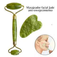GENERICO - Masajeador Facial de Rodillo Jade Anti-envejecimiento JD-939