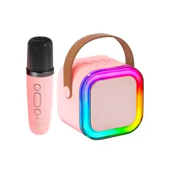 GENERICO - Mini Parlante Karaoke Portátil Bluetooth con Luces RGB + Microfono