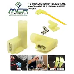 GENERICO - TERMINAL CONECTOR BANDERA O L AMARILLO DE 12 A 10AWG 4 A 6MM2 100UND