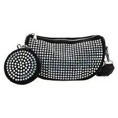 GENERICO - Cartera Canguro Riñonera Elegante Cuero PU Piedras Tornasoladas