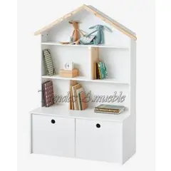 AMUEBLE - Librero organizador juguetero melamina TURIN blanco tiendas