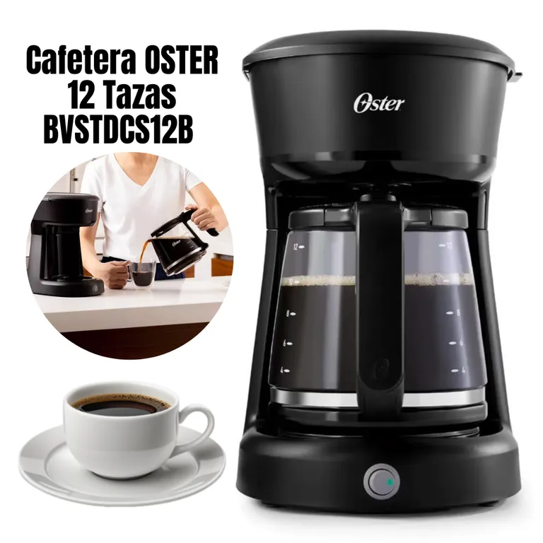 Cafetera de 12 tazas con filtro permanente - BVSTDCS12B ON/OFF