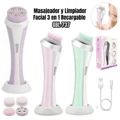 GENERICO - Masajeador y Limpiador Facial 3 en 1 Recargable GBL-738