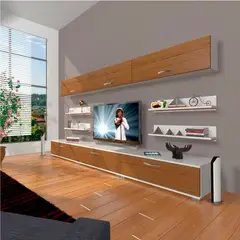 AMUEBLE - Centro de Entretenimiento TV ESTEFANY Blc/Cedro melamina 18MM