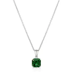 CRISLU - Collar Colgante de talla Royal Asscher Piedra Color Esmeralda