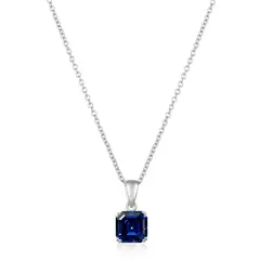 CRISLU - Collar Colgante talla Royal Asscher Piedra Color Zafiro