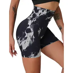 ROYAL PEACH APPAREL - Short deportivo Tie Dye NEGRO - Ropa deportiva mujer gym