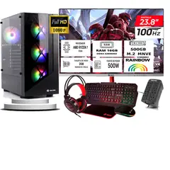 HALION - Computadora ryzen 7 5700g ram 16gb ssd 500 monitoR Curvo 24 full hd