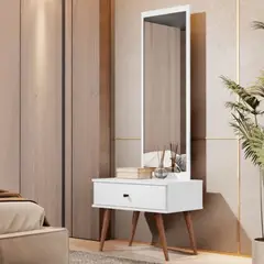 TU MESITA - Velador con Espejo Fantasy color Blanco 1 cajón