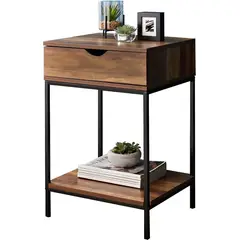 TU MESITA - Velador Estilo Industrial Alessandra 1 Cajón