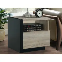 TU MESITA - Velador Mesa de Noche Isis color GrisNegro 1 cajón