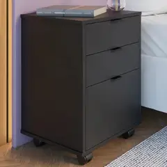 TU MESITA - Velador Mesa de Noche Rodizio con ruedas color Negro