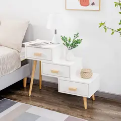 TU MESITA - Velador Mesa de Noche Vintage Blanca 63cm