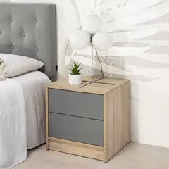 TU MESITA - Velador Moderno Antuanett 2 Cajones Gris
