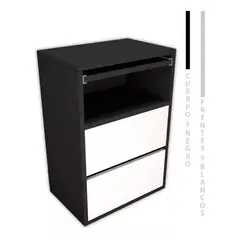 TU MESITA - Velador Mesa de Noche Atacama con Desayunador NegroBlanco