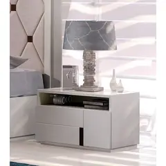 TU MESITA - Velador Moderno Amelia color Blanco 2 cajones