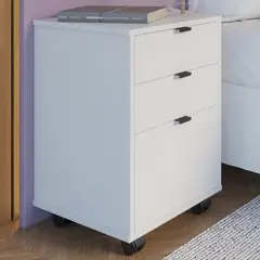 TU MESITA - Velador Mesa de Noche Rodizio con ruedas color Blanco