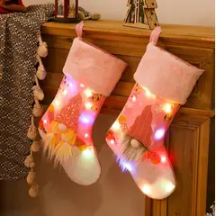 GENERICO - Bota Rosada de Navidad con luces