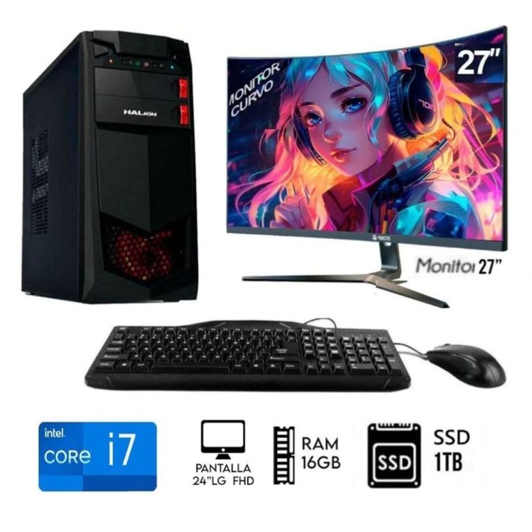 Computadora Pc Core i7 3.2ghz Ram 16GB Disco Solido 1TB Monitor 27"FHD