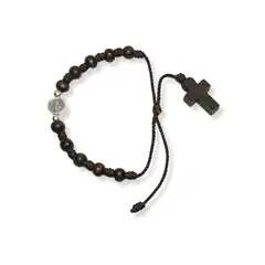 SANTORAL - Pulsera Denario San Benito 9mm - Madera