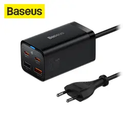 BASEUS - Cargador GaN3 65W 4 puertos, para Celular, Laptop, Mac -
