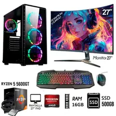 AMD - Computadora PC GAMER RYZEN 5 5600GT RAM 16GB DISCO SSD 500GB MONITOR 27 FHD