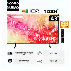 SAMSUNG - Televisor 43 Pulg. Crystal Smart TV Tizen UHD 4K UN43DU7000