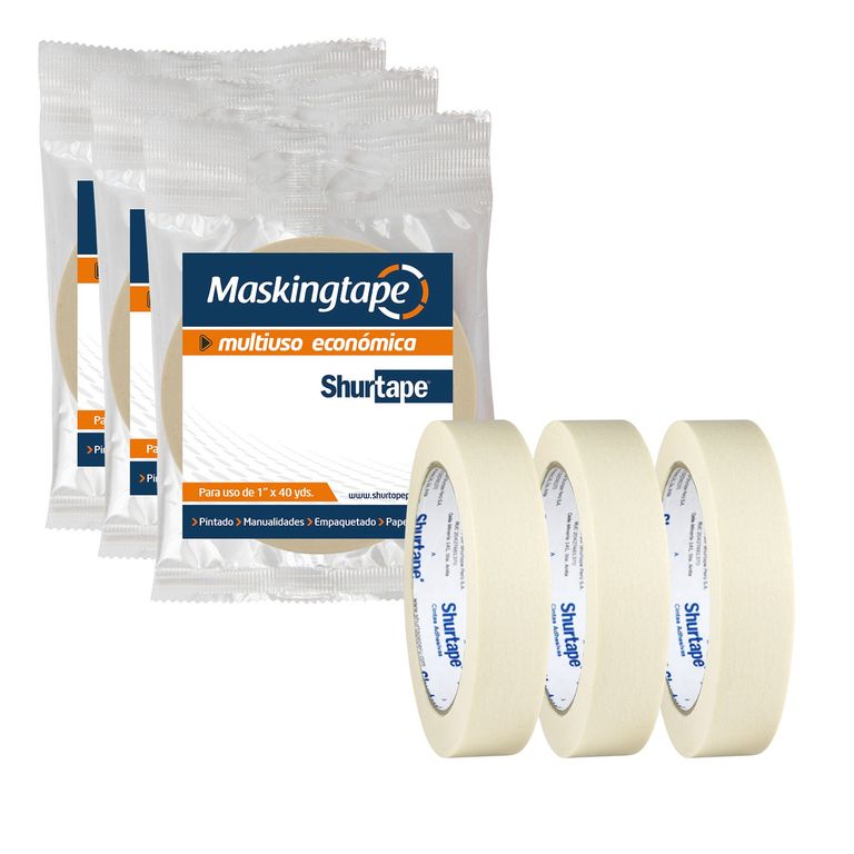 Masking Tape 1" x 40 Yds Pack x3
