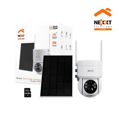 NEXXT SOLUTIONS - Cámara Wifi PTZ Nexxt NHC-OP20S 3MP 2K Panel Solar Sirena Reflector IP65 +SD64GB