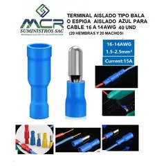 GENERICO - TERMINAL AISLADO TIPO BALA ESPIG AISLADO AZULCABLE 16 A 14AWG 40UND