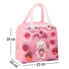 GENERICO - Lonchera Bolso Para alimentos con diseño Kawaii - ROSADO