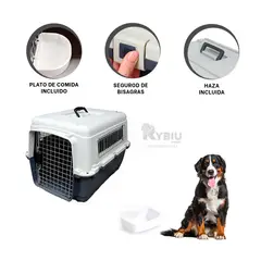 GENERICO - Portadora Canina L70 en Plomo Oscuro Y+Banderitas adhesivas