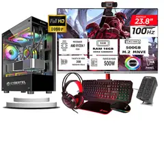 CYBERTEL - Computadora ryzen 7 5700g ram 16gb ssd 500 monitoR Curvo 24 full hd web cam