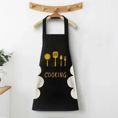 GENERICO - DELANTAL DE COCINA MANDIL IMPERMEABLE CON SECADOR NEGRO