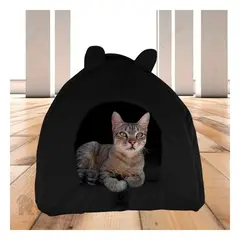 GENERICO - Cama Cerrada en Forma de Iglu para Gatos Talla S Color Negro