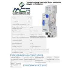 GENERICO - Interruptor de luz automático 220VAC 16 A para riel DIN TIPO GALLETA