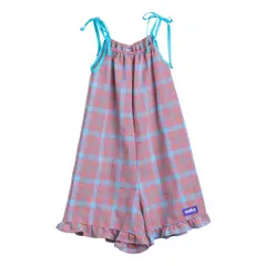 NATA COTON - ENTERIZO CUADROS CELESTE