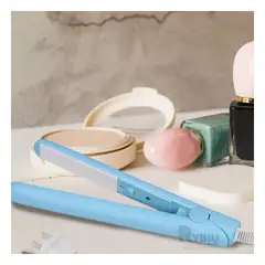 GENERICO - Plancha Portatil Mini de Cabello Celeste Y+Papel de Regalo