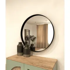 GENERICO - Espejo Redondo de Fierro Negro de 70x70CM
