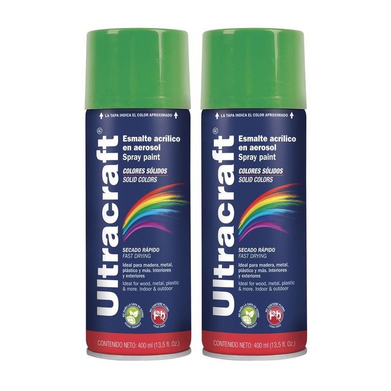 Pintura spray color VERDE IRLANDÉS, 2 UNIDADES ULTRACRAF