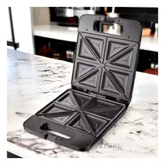 GENERICO - Sandwichera para 4 Panes en Color Negro Y+Papel de Regalo