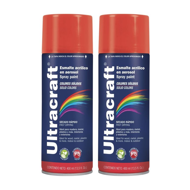 Pintura spray color ROJO BRILLANTE, 2 UNIDADES ULTRACRAF