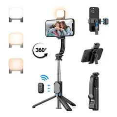 OEM - Palo Selfie C01s trípode 1.07 m y soporte desmontable, Bluetooh, LED