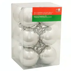 GENERICO - ESFERAS BRILLO PLATA - 12 UNIDADES