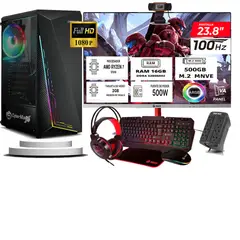 CYBERTEL - Computadora ryzen 7 5700g ram 16gb ssd 500 monitoR Curvo 24 full hd web cam