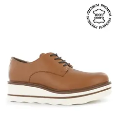 ECCO - Zapatos Oxford Pasador Mujer Luanna03 Café Claro Cuero Natural