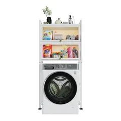 GRETAIL - Estante Organizador Para Lavadora Premium Puertas New 3 Niveles Blanco
