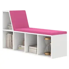 GENERICO - Librero o Zapatera con Asiento Infantil Rosado Thora Amore Home