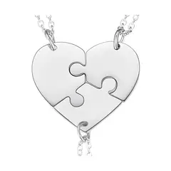 GENERICO - Collar Rompecabezas 3 Piezas Corazón Familia Joya Plata