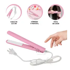 RYBIU IMPORT - Planchador de Pelo Lindo Rosado Y+Banderitas Adhesivas